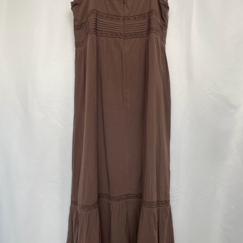 H&M Whimsigoth Boho Prairie Chocolate Brown Lace Cami Maxi Dress 90s Grunge 16 - Picture 9 of 14